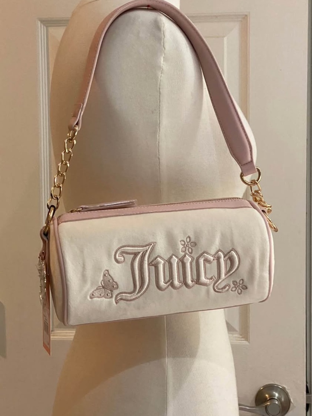 Juicy Couture Pale Pink and Cream Barrel bag